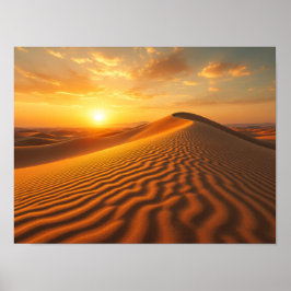 Póster Fotografía del atardecer en dunas de arena del des