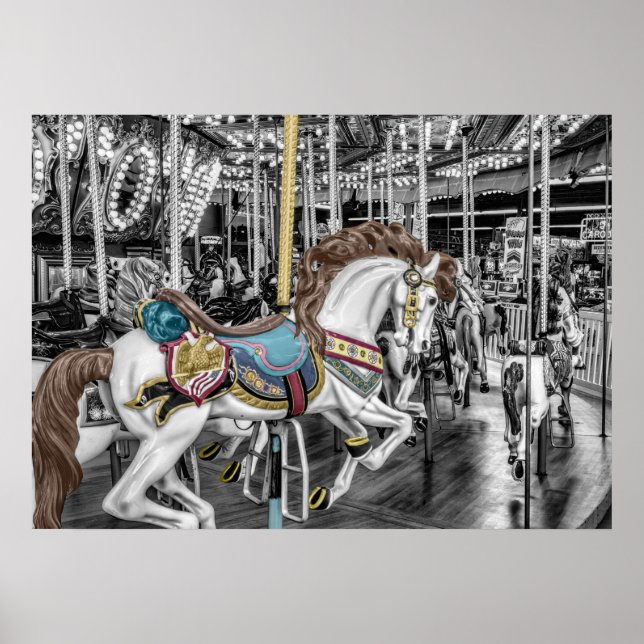 Póster Fotografía del carrusel de Merry Go Round (Frente)