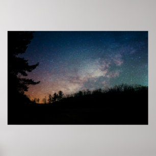 Póster Fotografía del cielo nocturno de la Vía Láctea y á