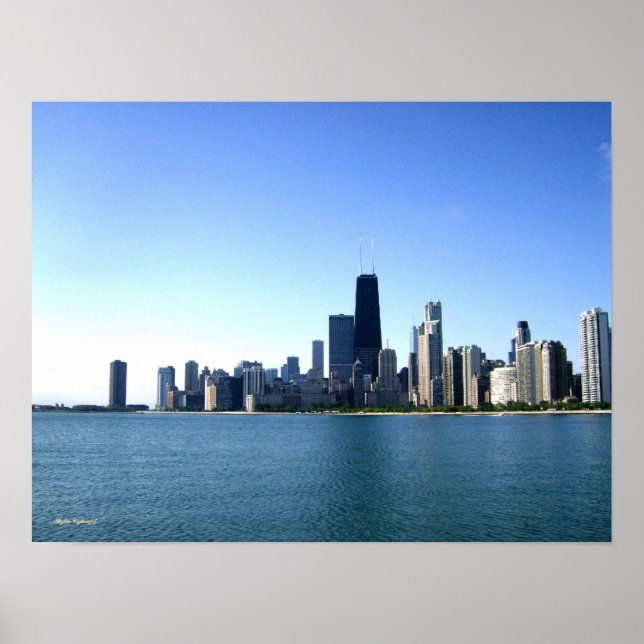 Póster Fotografía del horizonte de Chicago (Frente)
