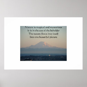 Póster Fotografía del Monte Rainier con un poema