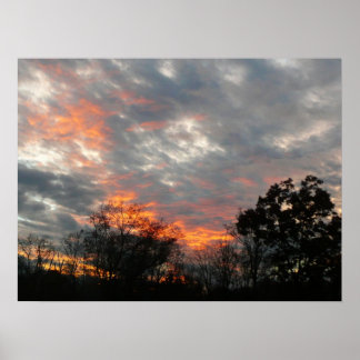 Póster Fotografía del paisaje natural del atardecer de in