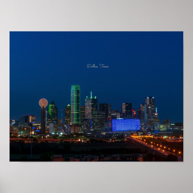 Póster Fotografía del paisaje urbano de Dallas, Texas (Frente)