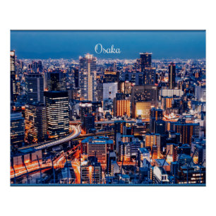 Póster Fotografía del paisaje urbano de Osaka, Japón