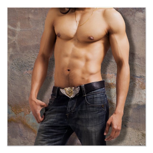 Póster Fotografía del pecho desnudo del hombre (Anverso)