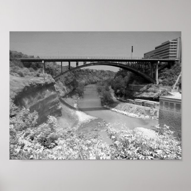 Póster Fotografía del puente sobre la garganta del río (Frente)