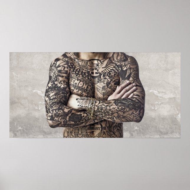 Póster Fotografía del tatuaje corporal masculino (Frente)