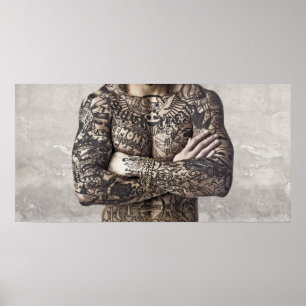 Póster Fotografía del tatuaje del cuerpo masculino