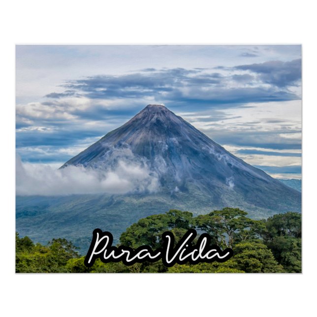 Póster Fotografía del volcán Pura Vida Costa Rica Arenal (Anverso)