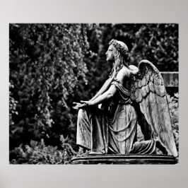 Póster Fotografía en blanco y negro arrodillando ángel