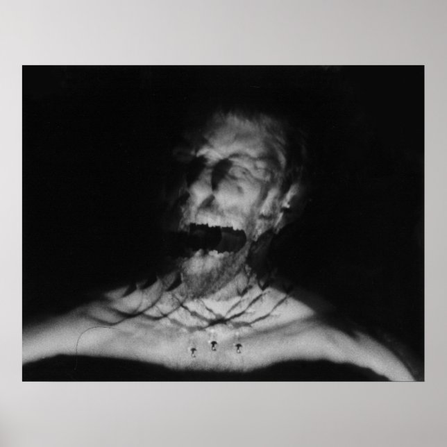 Póster Fotografía en blanco y negro con gritos (Frente)