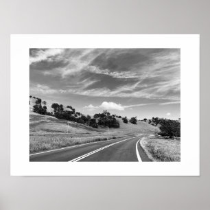 Póster Fotografía en blanco y negro de Grey Road Californ