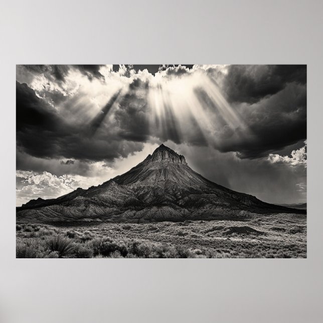 Póster Fotografía en blanco y negro de la montaña que due (Frente)