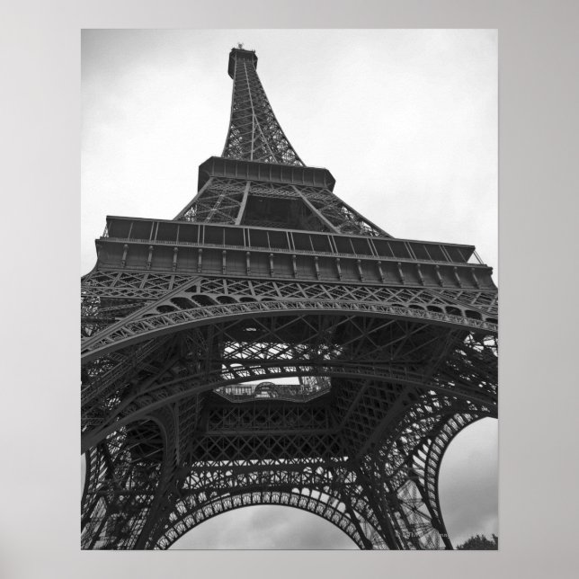Póster Fotografía en blanco y negro de la Torre Eiffel (Frente)