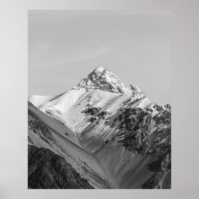 Póster Fotografía en blanco y negro de las montañas (Frente)