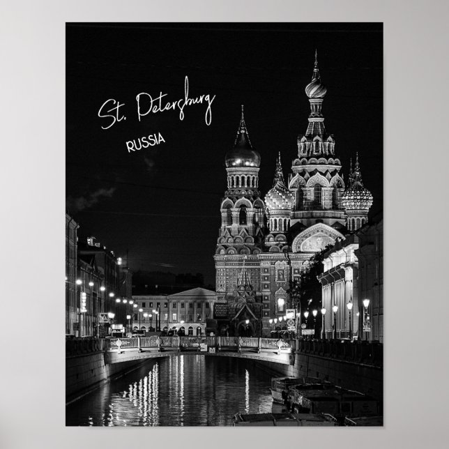 Póster Fotografía en blanco y negro de Rusia en San Peter (Frente)