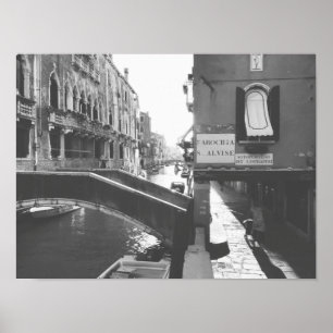 Póster Fotografía en blanco y negro Venecia Italia Canal