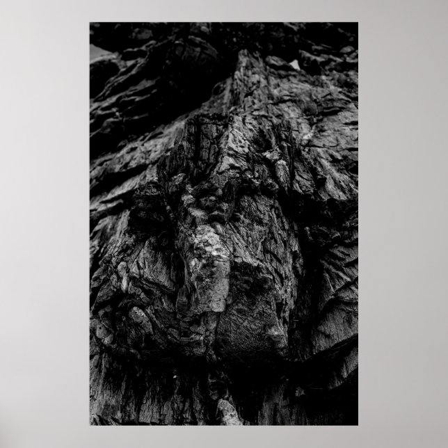 Póster Fotografía en escala de grises del rock (Frente)
