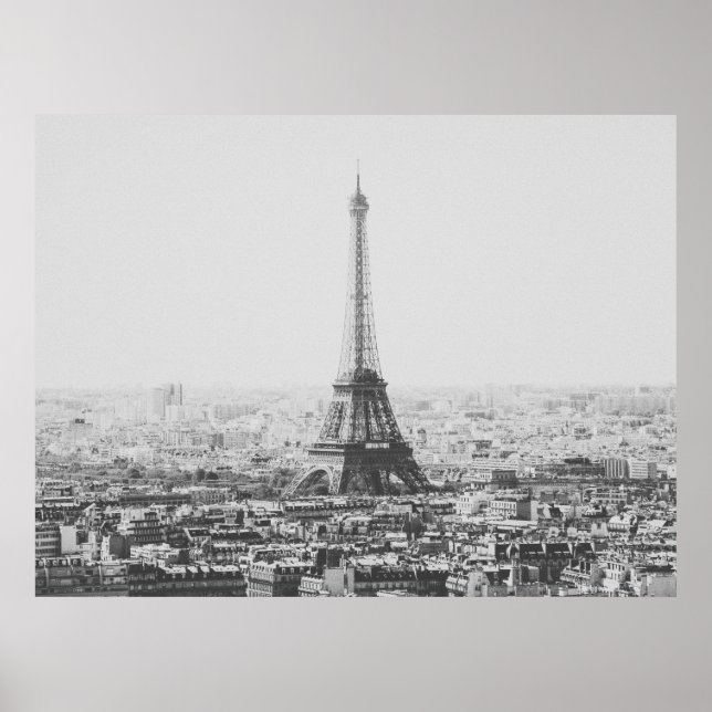 Póster Fotografía en París de la Torre Eiffel Blanco y Ne (Frente)