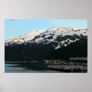 Póster Fotografía escénica de Alaska al atardecer en Whit