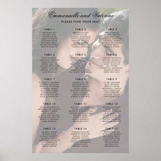 Póster Fotografía Faux Vellum Elegant Wedding Chart (Frente)
