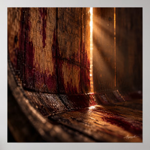 Póster Fotografía macro de barril de vino de roble