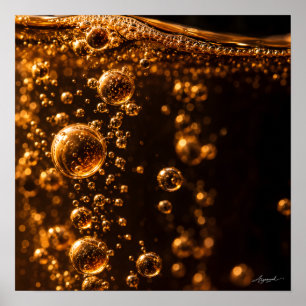 Póster Fotografía macro de burbujas de sidra fermentando