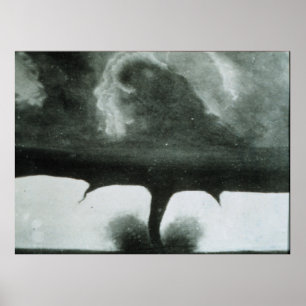 Póster Fotografía más antigua conocida de un tornado de 1