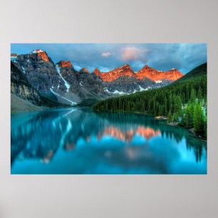 Póster Fotografía paisajística de Montaña y Lago Escénico