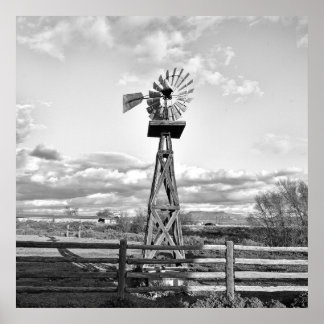 Póster Fotografía paisajística de Old Windmill Farm Ranch
