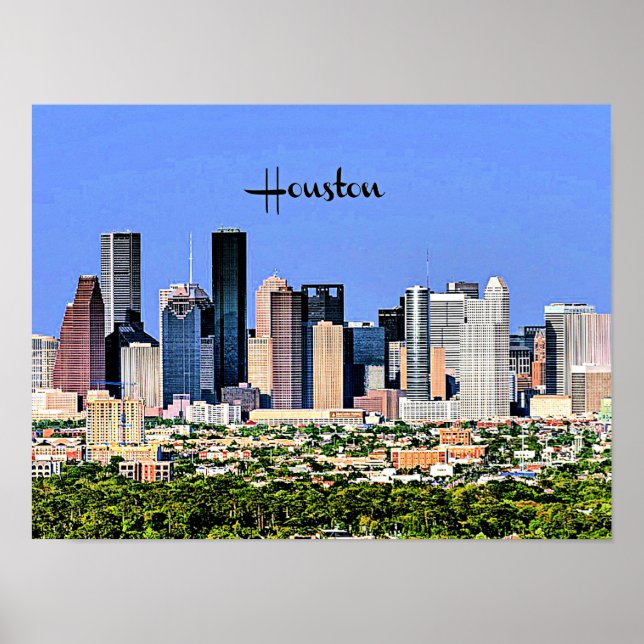 Póster Fotografía panorámica de Houston, Texas (Frente)