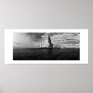 Póster Fotografía panorámica en blanco y negro de Ocean R