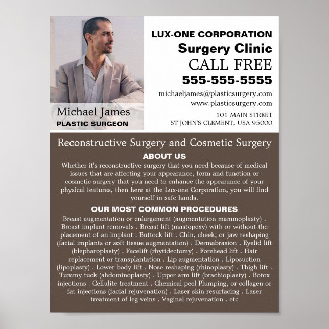 Póster Fotografía personalizada, cirujano plástico/cirugí (Frente)