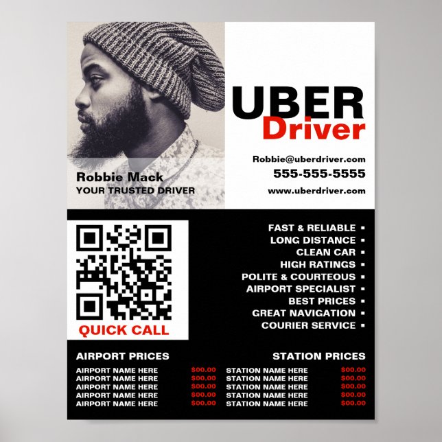 Póster Fotografía personalizada, controlador de Uber - Li (Frente)