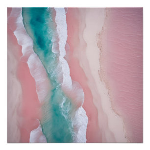 Póster Fotografía Playa Estética Sunset Pink Neutral