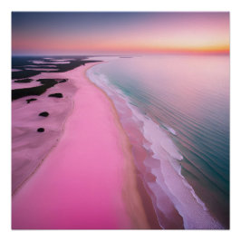 Póster Fotografía Playa Estética Sunset Pink Neutral
