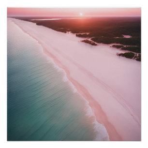 Póster Fotografía Playa Estética Sunset Pink Neutral