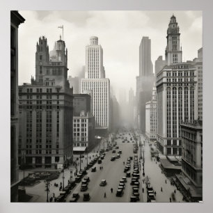 Póster Fotografía sepia de Chicago en los años 20