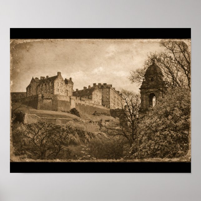 Póster Fotografía Sepia del Castillo de Edimburgo (Frente)