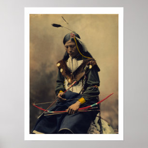 Póster Fotografía vintage de Cherokee Man con Poster Bow