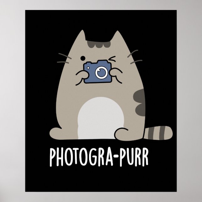 Póster Fotógrafo Gato gracioso Pun Dark BG (Frente)