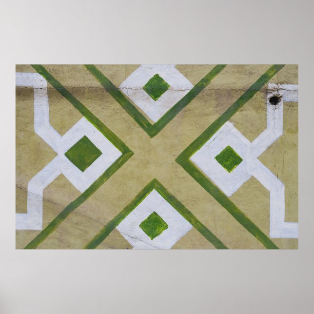 Póster Fotograma de cierre textil marrón, blanco y verde (Frente)