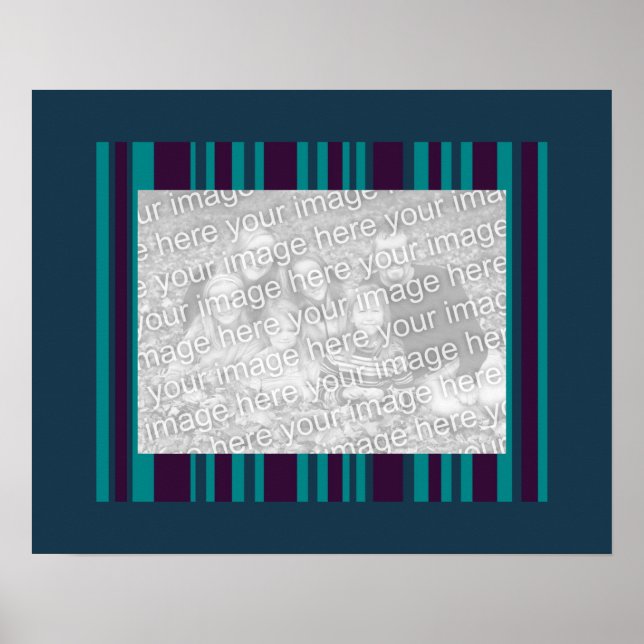 Póster Fotograma de rayas verde azuladas y violetas oscur (Frente)