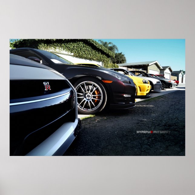 Póster Fotograma fotográfico de Nissan GT-R R35, R34, R33 (Frente)
