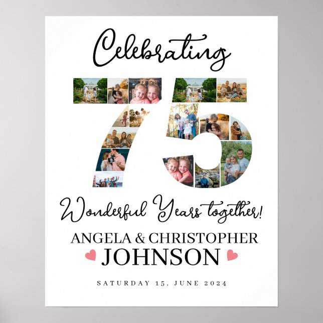 Póster Fotomontaje del 75° aniversario del Boda (Frente)