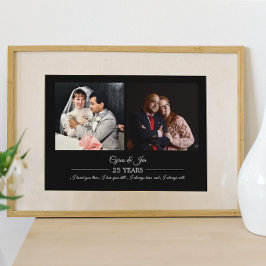 Póster Fotos de Ahora y Entonces Texto de Plata Aniversar