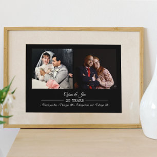 Póster Fotos de Ahora y Entonces Texto de Plata Aniversar