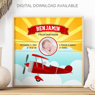 Póster Fotos de bebé de pequeño avión rojo piloto Estadís