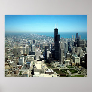 Póster Fotos de Chicago: Vista aérea en el horizonte