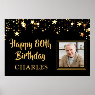 Póster Fotos de cumpleaños estrellas de oro personalizan 